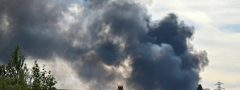 In der Nähe der Autobahn 1 ist eine Rauchwolke zu sehen. - Foto: David Hammersen/dpa