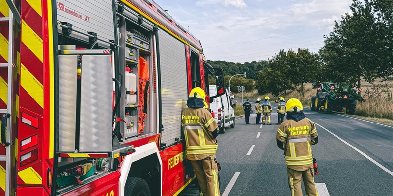 FW-DT: Gefahrstoffaustritt auf der Lemgoer Straße / Kreuzung B66 - Foto: presseportal.de