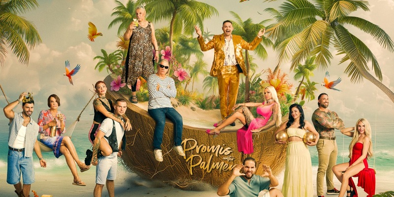 Martin Angelo Anoushka Renzi Edith Stehfest Eric Stehfest Silvia Wollny Claude-Oliver Rudolph Menderez Gina-Lisa Lohfink Dilara Kruse Kevin Wolter Franziska Temme Promis unter Palmen - Foto: Joyn/Gerhard Merzeder, presseportal.de