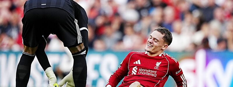 Florian Wirtz musste in Liverpool mit Schmerzen ausgewechselt werden.  - Foto: Peter Byrne/PA Wire/dpa