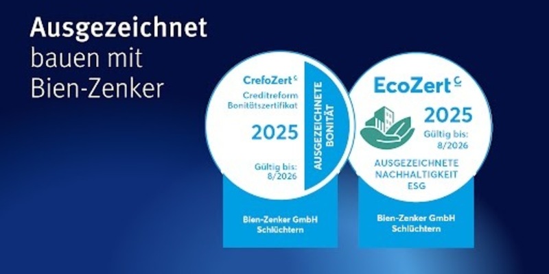 Bien-Zenker bestätigt doppelte Stärke: CrefoZert und EcoZert auch 2025 verliehen - Foto: presseportal.de