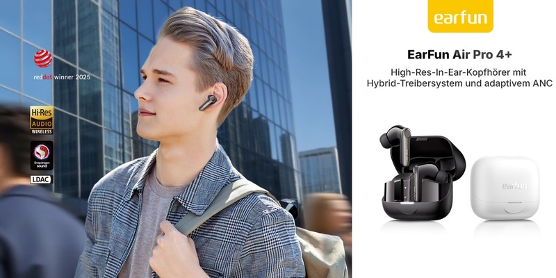 Mit den Air Pro 4+ und dem Wave Pro X präsentiert EarFun zwei top ausgestattete Bluetooth-Kopfhörer - Foto: presseportal.de