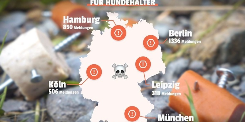 Berlin bleibt trauriger Spitzenreiter mit 1.336 Fällen, doch auch Hamburg (850) und München (539) verzeichnen alarmierende Zahlen - Über 5.000 Giftköder-Meldungen seit 2021 - Foto: presseportal.de