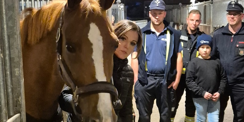 FW Schalksmühle: Feuerwehr trifft Pferd - Foto: presseportal.de