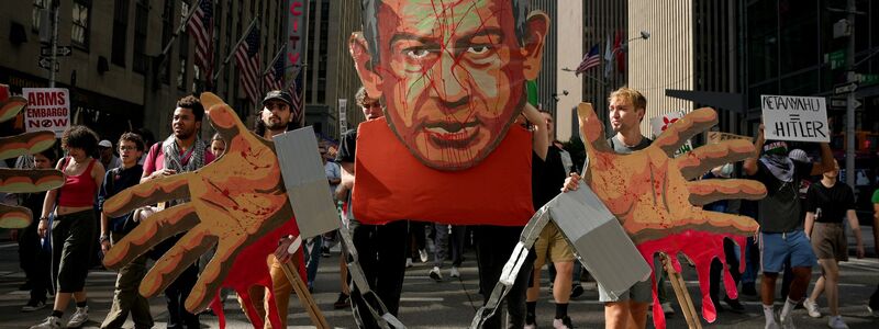 Netanjahus Rede bei den UN wurde von Protesten begleitet. - Foto: Angelina Katsanis/FR172095 AP/dpa