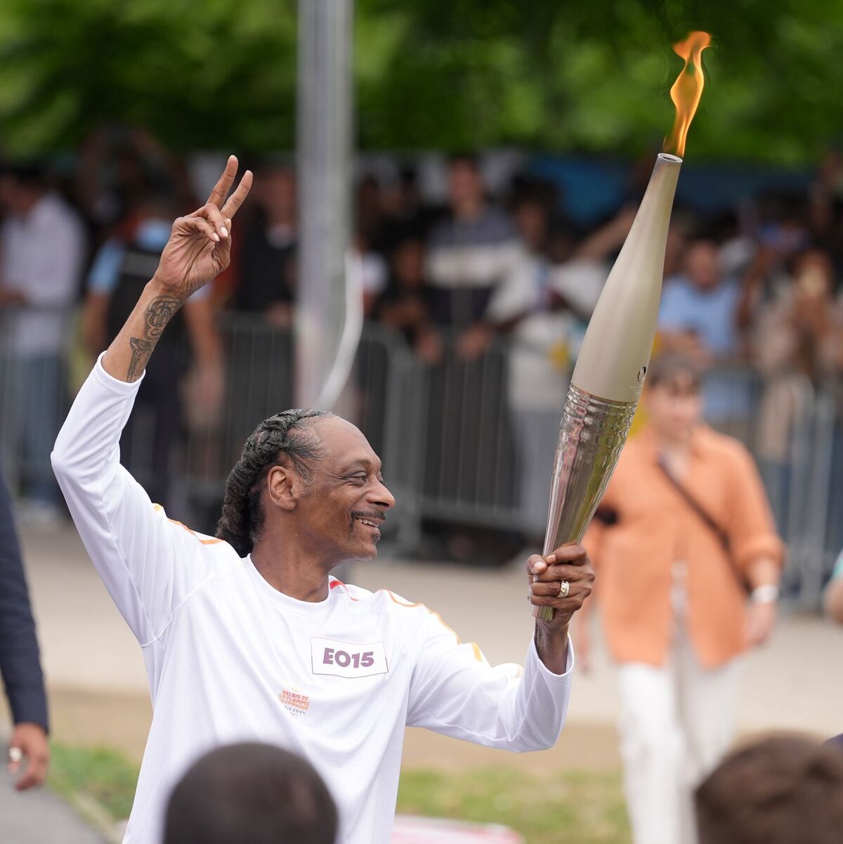 Auch  beim Fackellauf in Paris war Snoop Dogg - Foto: Marcus Brandt/dpa