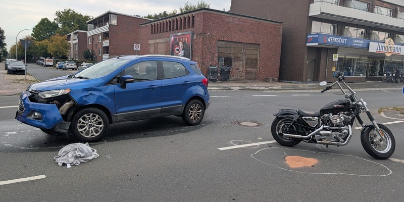 POL-WHV: Verkehrsunfall zwischen Motorrad und Pkw - Vollsperrung des Mühlenwegs - Foto: presseportal.de