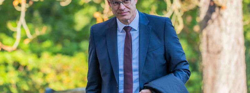 Schnieder bei seiner Ankunf in der Villa  –  später kam er ins Krankenhaus.  - Foto: Michael Kappeler/dpa