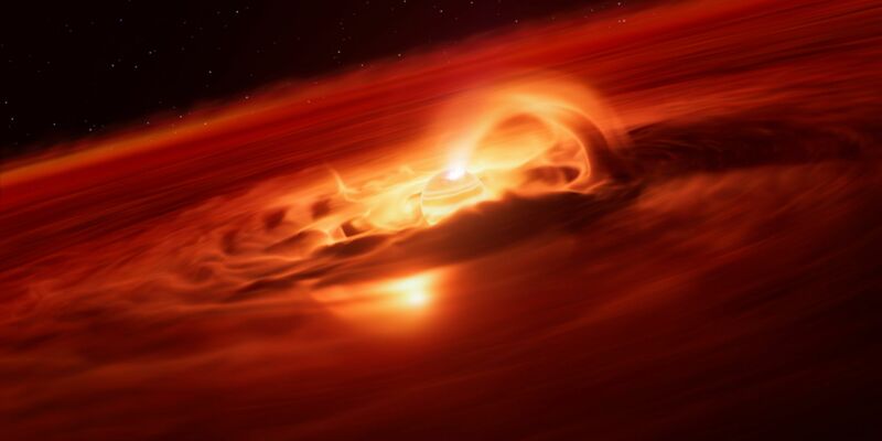 Sechs Milliarden Tonnen pro Sekunde: Dieser Planet ist wahrlich ein Gierschlund. - Foto: M. Kornmesser/ESO/L. Calçada/dpa