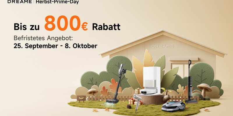 Zum Herbstbeginn fallen nicht nur die Blätter, sondern auch die Preise bei Dreame Jetzt bis zu 800 EUR im Herbst-Sale sparen! - Foto: presseportal.de
