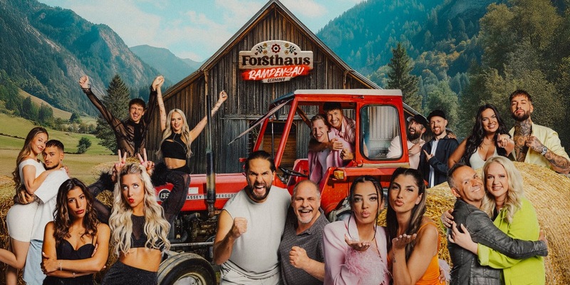 Melina Hoch Max Bornmann Walentina Doronina Leon Content Gina Beckmann Maurice Dziwak Frank Dziwak Oliver Ginkel Paul Aubster Dilara Kruse Yeliz Koc Christo C-Bas Bernhard Schwendemann Sarah Knappik Henna Urrehman Marc-Robin Wenz Forsthaus Rampensau Germany - Foto: Joyn/Nadine Rupp, presseportal.de