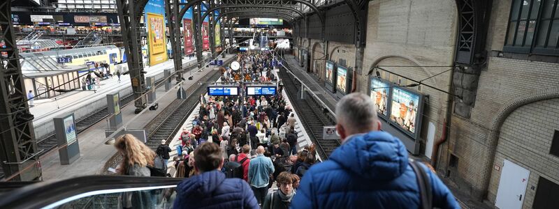 Fahrgäste warten im Hauptbahnhof Hamburg. - Foto: Marcus Brandt/dpa