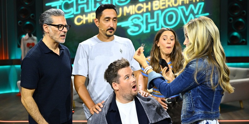 Rick Kavanian Eko Fresh Chris Tall Vanessa Mai Andrea Kaiser Chris du mich berühmt? - Foto: Joyn/Willi Weber, presseportal.de