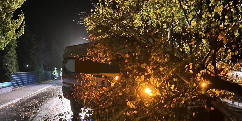 FFW Schiffdorf: 23-jähriger Bremerhaven fährt mit Transporter über Verkehrsinsel - Foto: presseportal.de