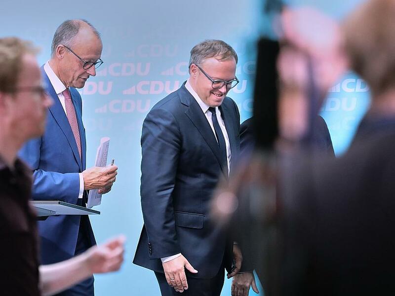 Friedrich Merz und Mario Voigt (Archiv) - Foto: über dts Nachrichtenagentur