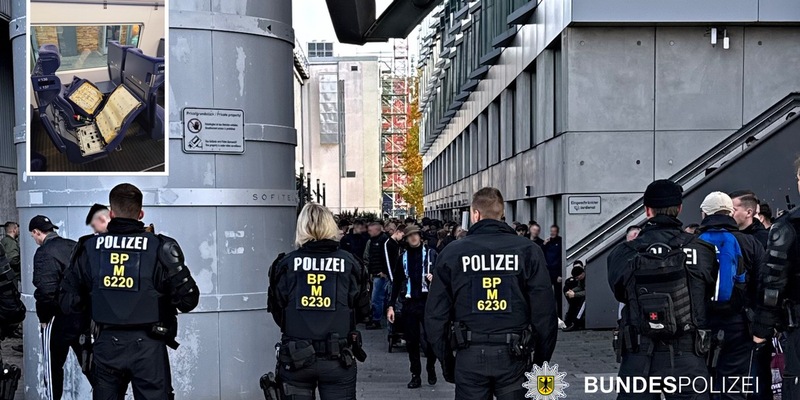 Bundespolizeidirektion München: Fußballfans ohne Ticket im ICE / Bundespolizei stellt 250 Identitäten fest - Foto: presseportal.de