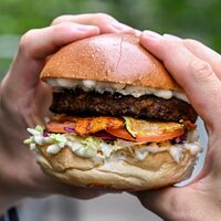 Burger mit einem vegetarischen Patty belegt. (Archivbild) - Foto: Jens Kalaene/dpa