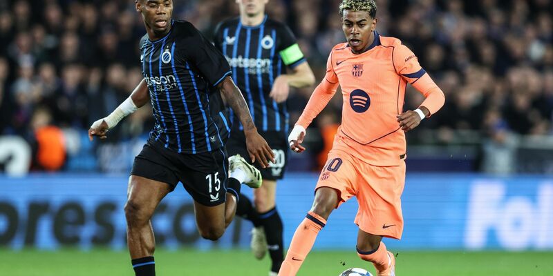 Yamal (rechts) rettete Barcelona einen Punkt in Brügge. - Foto: Bruno Fahy/Belga/dpa