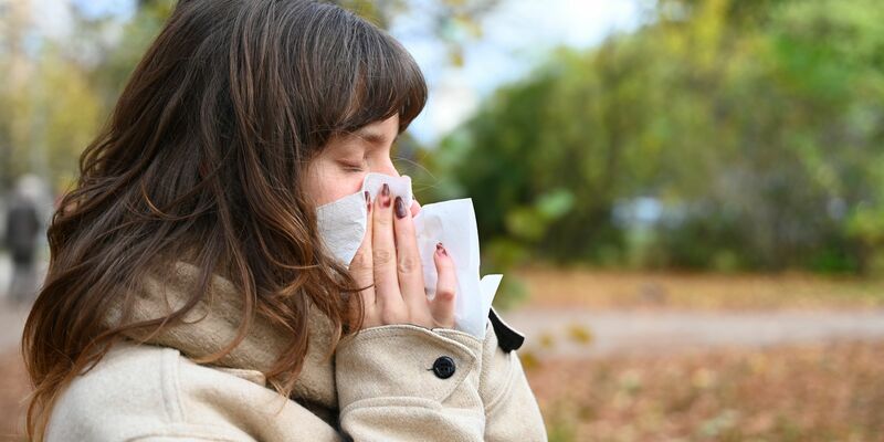 Wer niesen muss, sollte sich von anderen Personen abwenden und ein Taschentuch oder die Armbeuge vor Mund und Nase halten (Symbolbild). - Foto: Elisa Schu/dpa