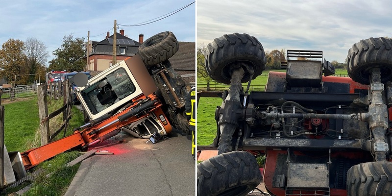 POL-DU: Baerl: Bagger umgekippt - Fahrer leicht verletzt - Foto: presseportal.de