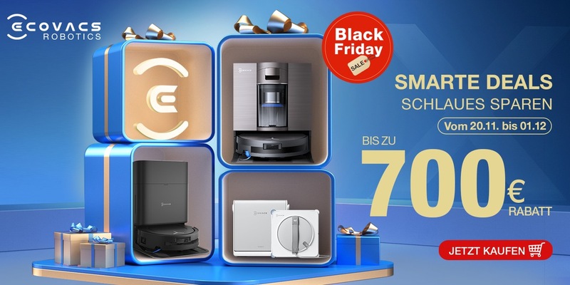 Sauberkeit trifft Smartness und starke Rabatte / Bereits ab dem 20. November bis zu 700 Euro sparen bei den intelligenten Reinigungsrobotern von ECOVACS - Foto: presseportal.de