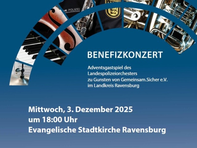 PP Ravensburg: Adventsgastspiel des Landespolizeiorchesters Baden-Württemberg am Mittwoch, 03.12.25, in der Evangelischen Stadtkirche Ravensburg - Foto: presseportal.de
