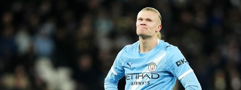 Hatte das Nachsehen: Manchesters Superstürmer Erling Haaland.  - Foto: Martin Rickett/PA Wire/dpa