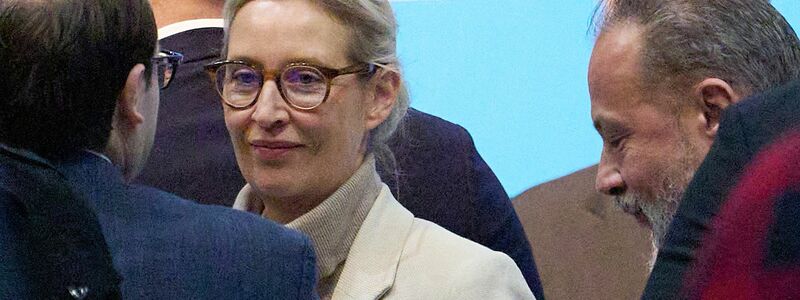 Auch die AfD-Bundesvorsitzenden Weidel und Chrupalla trafen mit Verspätung ein.  - Foto: Thomas Frey/dpa