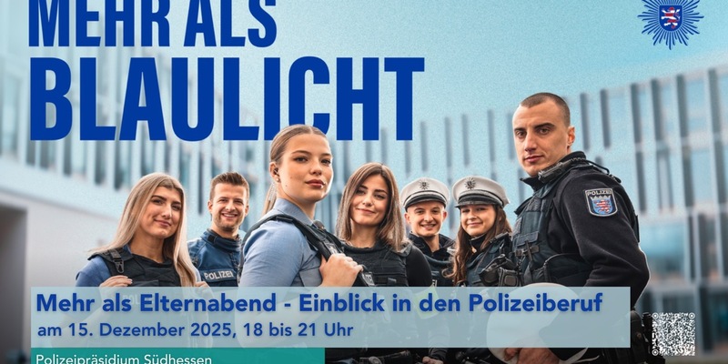 POL-DA: Südhessen/Darmstadt: Mehr als Elternabend - Einblicke in den Polizeiberuf / Infoabend für Interessierte mit Begleitpersonen im Polizeipräsidium Südhessen - Foto: presseportal.de