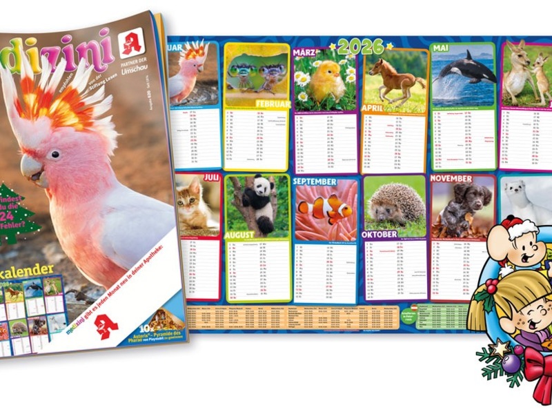 Super-Poster-Jahreskalender 2026, Wimmelspaß auf dem Weihnachtsmarkt und kreative Bastelideen: So vielseitig ist das neue medizini! - Foto: presseportal.de
