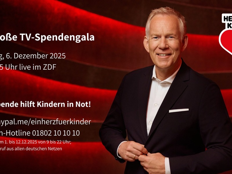 Stars und Emotionen: TV-Spendenshow Ein Herz für Kinder am 6. Dezember um 20:15 zum 25. Mal live im ZDF / Backstage-Show mit Social Media-Stars ab 16:30 vorab bei BILD.de / #ehfk - Foto: presseportal.de