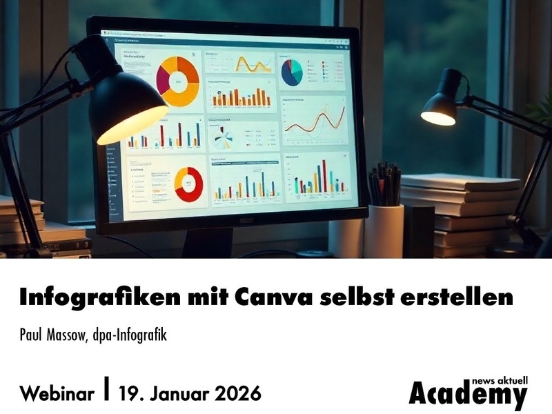 Infografiken einfach gestalten: Canva Pro für den Einsatz in Marketing & PR / Ein Webinar der news aktuell Academy - Foto: presseportal.de