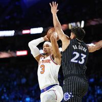 New Yorks Jalen Brunson war mit 40 Punkten der Topscorer in Las Vegas. - Foto: Ronda Churchill/AP/dpa