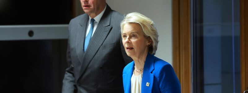 Werben für die Nutzung russischer Gelder: EU-Kommissionspräsidentin Ursula von der Leyen und Bundeskanzler Friedrich Merz - Foto: Olivier Hoslet/Pool EPA/AP/dpa
