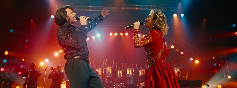 Hugh Jackman (l) als Mike Sardina und Kate Hudson als Claire Stengl in einer Szene des Films «Song Sung in Blue». - Foto: -/Universal/Focus Features/dpa