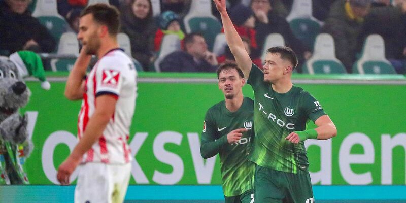 Wolfsburgs Dzenan Pejcinovic jubelt über seinen ersten Bundesliga-Treffer. - Foto: Darius Simka/dpa