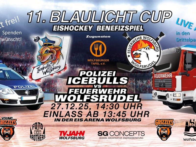 POL-WOB: 11. Blaulicht Cup in der Eis-Arena Wolfsburg - Polizei und Feuerwehr veranstalten Benefizspiel - Foto: presseportal.de