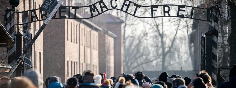 Besucher gehen durch den Eingang des früheren Konzentrationslager Auschwitz I. (Archivbild) - Foto: Kay Nietfeld/dpa