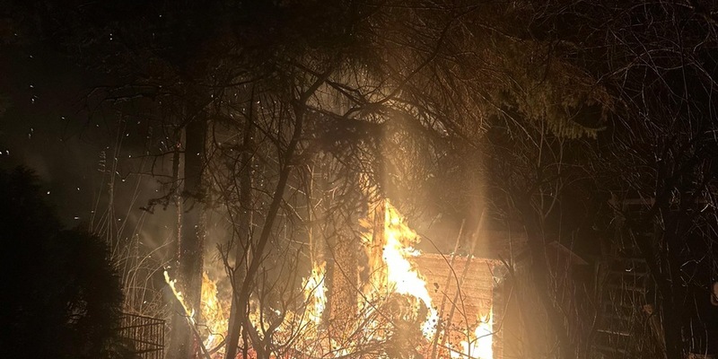 FW-E: Brand einer Gartenlaube am Heilig Abend in Essen-Frintrop - Feuer greift auf umliegendes Gehölz über - Foto: presseportal.de