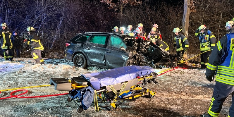 POL-MI: Auto prallt gegen zwei Bäume - Foto: presseportal.de
