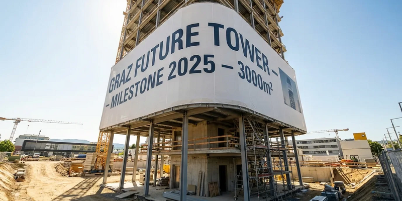 LEVEL GRAZ: Größtes Werbebanner der Stadt hüllt Turm ein - Foto: über boerse-global.de