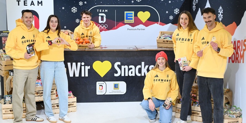 Premium Partner EDEKA-Verbund mit Team Deutschland auf der #roadtomilanocortina / EDEKA-Verbund sorgt für ausgewogene Verpflegung bei der Team D Einkleidung - Foto: presseportal.de