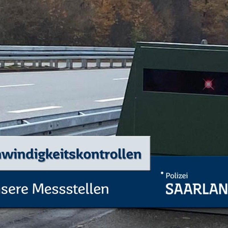 POL-SL: Geschwindigkeitskontrollen im Saarland / Ankündigung der Kontrollörtlichkeiten und -zeiten 11. KW 2026 - Foto: presseportal.de