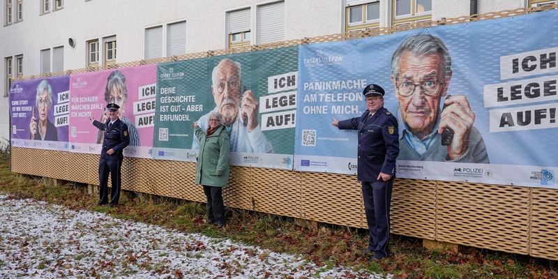 PP Ravensburg: Polizeipräsidium Ravensburg führt Prävention gegen Telefonbetrug fort - Bauzaunbanner sollen für Aufmerksamkeit sorgen - Foto: presseportal.de
