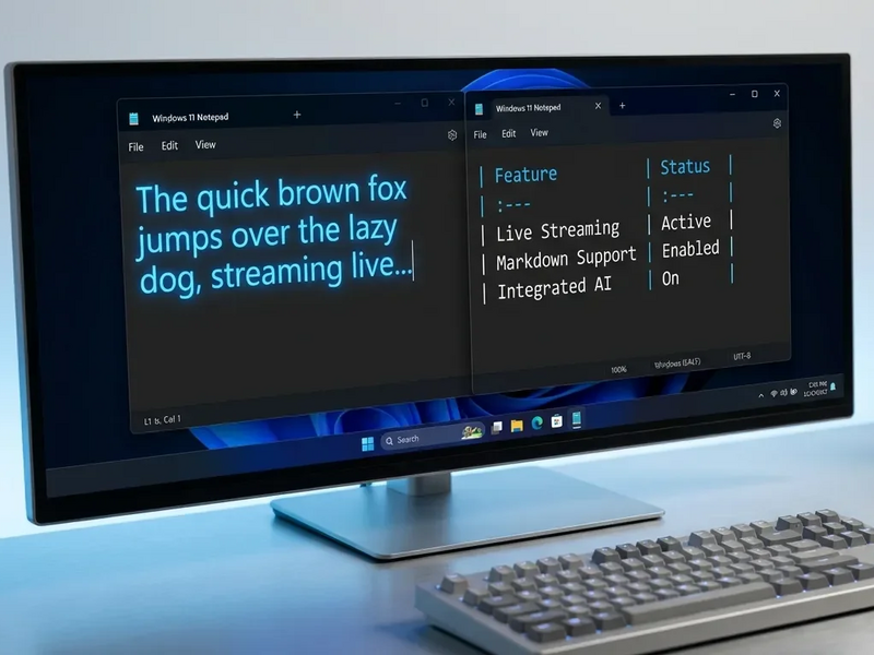 Microsoft Notepad: KI-Streaming und Tabellen für Windows 11 - Foto: über boerse-global.de