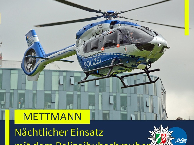 POL-ME: Patient abgängig: Polizei fahndete via Hubschrauber - 2601051 - Foto: presseportal.de