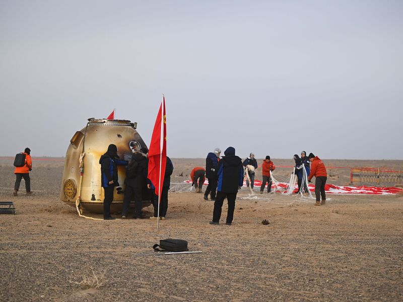 Die «Shenzhou 20» musste wegen eines Schadens länger als geplant im All bleiben.  - Foto: Li Zhipeng/XinHua/dpa