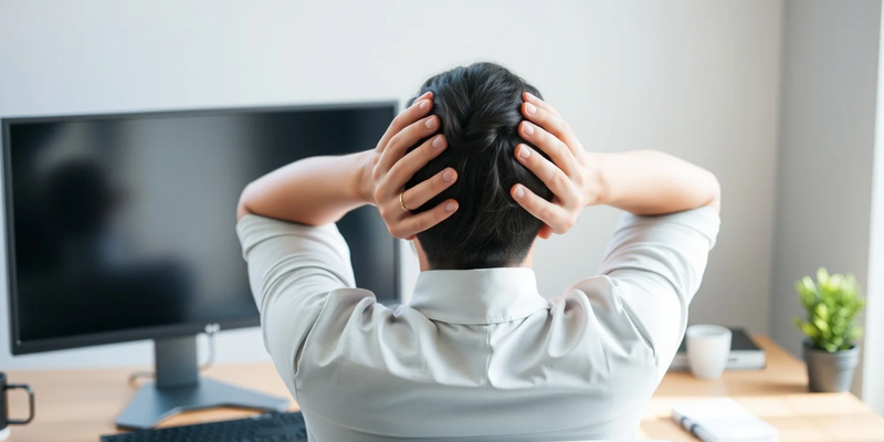 Kopf-in-Hände-Übung bekämpft den Büro-Nacken - Foto: über boerse-global.de