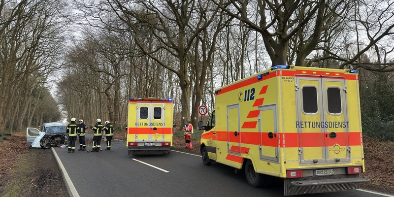 FW-AUR: Baum-Aufprall reißt Motorblock aus PKW - Foto: presseportal.de