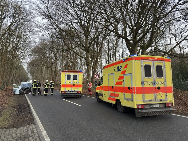 FW-AUR: Baum-Aufprall reißt Motorblock aus PKW - Foto: presseportal.de